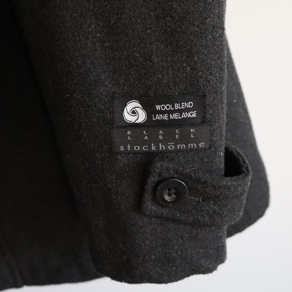 Black Label Mens Black Sz 40 Stockhomme Full Zip Buttoned Wool Blend Lined Coat - Picture 9 of 14